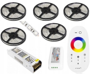ZESTAW 25m TASMA LED RGB 5050 PILOT DOTYKOWY ZASIL