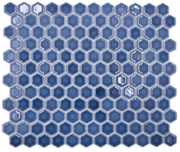 Мозаика-нашивка: АЛ 10270, шестигранник, синяя, лазурная, глянцевая