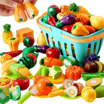 PLASTIKOWE WARZYWA OWOCE ZABAWKA DO KROJENIA NA RZEP DLA DZIECI ZESTAW 68