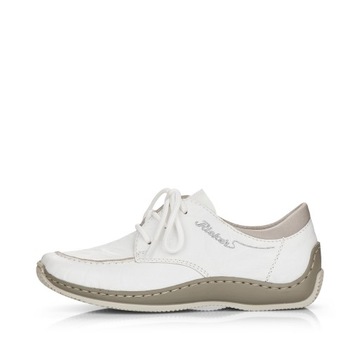 RIEKER buty, półbuty białe skórzane damskie L1717