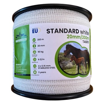 Taśma pastuch elektryczny ogrodzenie 20 mm 200 metrów koń konie krowy krowa