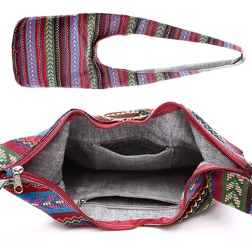 Miękka etniczna torebka z grubej bawełny dla kobiet torba na ramię w