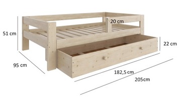 ŁÓŻKO DZIECIĘCE Z SZUFLADĄ 200x90 DLA DZIECI DZIECKA + STELAŻ + SZUFLADA