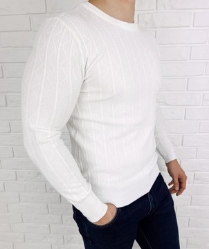 Bialy sweter meski stylovy HHL8069 - XXL