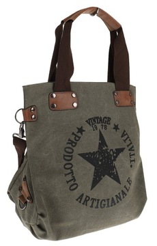 Torebka Damska worek shopper listonoszka v8071 Zielona