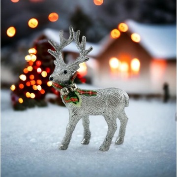 РОЖДЕСТВЕНСКИЙ ОРНАМЕНТ ФИГУРКА ОЛЕНЯ ОРНАМЕНТ УКРАШЕНИЕ БЛЕСК КРЕМОВЫЙ