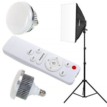Soft box z pilotem Lampa 50x70 + żarówka 150W LED
