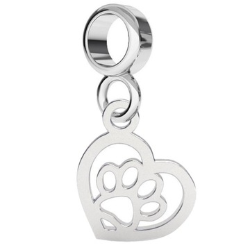 CHARMS ZAWIESZKA SERCE PIES PSIA ŁAPKA srebro 925