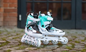 Роликовые коньки Регулируемые коньки 4в1 RAVEN Profession White/Mint 28-32