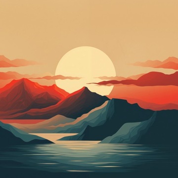 Plakat 30x30cm Zachód Słońca nad Górami