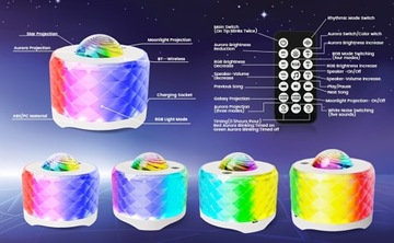 1 шт. проектор Galaxy, 3 в 1 RGB музыкальный проектор Aurora Night Light Z