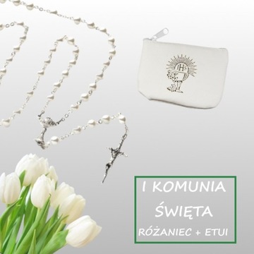RÓŻANIEC KOMUNIJNY + ETUI (PERŁA/BIAŁY, KULKA)