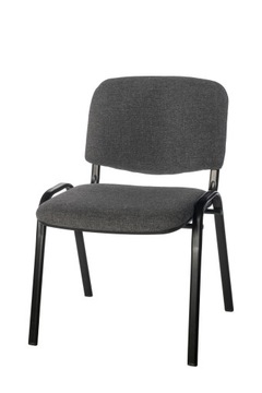 KRZESŁO KONFERENCYJNE BIUROWE ISO BLACK GRUBY PROFIL SZARE TAPICEROWANE