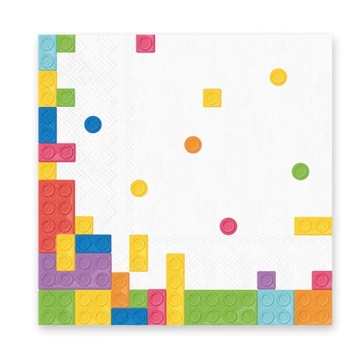 SERWETKI PAPIEROWE urodzinowe KLOCKI block geometryczne 10 sztuk