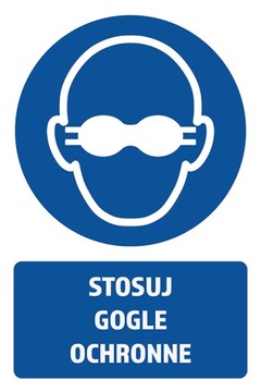 TABLICZKA STOSUJ GOGLE OCHRONNE PCV 19X29 cm