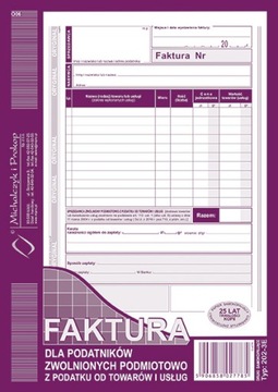 Druk faktura dla zwolnionych z podatku 202-3E A5