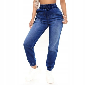 SPODNIE JEANSOWE JOGGERY WYGODNE DAMSKIE NA GUMCE