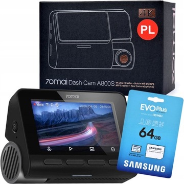70mai Wideorejestrator jazdy A800S 4K+ karta 64GB KAMERA na PREZENT