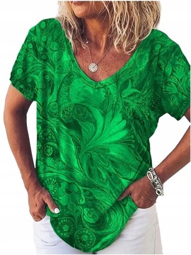 ELEGANCKA KOBIECA BLUZKA T-SHIRT NADRUK ABSTRAKCJA
