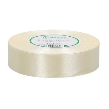 Wstążka satynowa 25mm/32m jasny krem