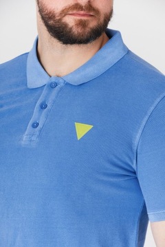 GUESS Niebieska koszulka polo z żółtym logo r L