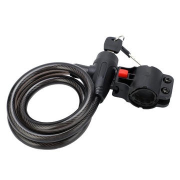 Rowerowa blokada antykradzieżowa ze spiralną stalową linką. Blokada