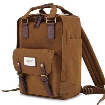 Plecak szkolny miejski outdoor Himawari HM188L na laptopa 13,3 14,1 brązowy