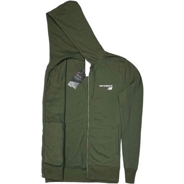 NEW BALANCE Bluza Hoodie Rozpinana z Kapturem Męska Logowana Khaki r. M