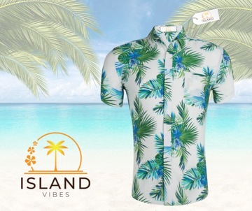 Koszula Hawajska Męska Na Lato Wakacje Przewiewna Bawełna Island Vibes