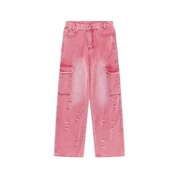Design Sense Niche Cute Pink Straight Tube Jeans S