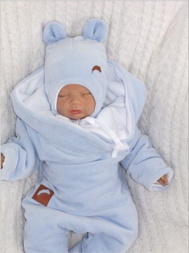 Детский бархатный зимний комбинезон синий 68