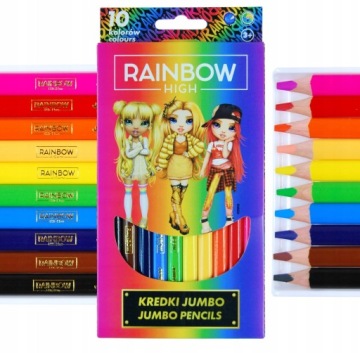 Мелки треугольные JUMBO RAINBOW HIGH - 10 цветов