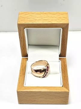 CIEKAWY ZŁOTY PIERŚĆIONEK 583 SYNT. RUBINY R22 6,28G