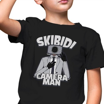 KOSZULKA Czarna T-SHIRT dla DZIECI Camera MAN SKIBIDI TOILET MiX Wzory 122