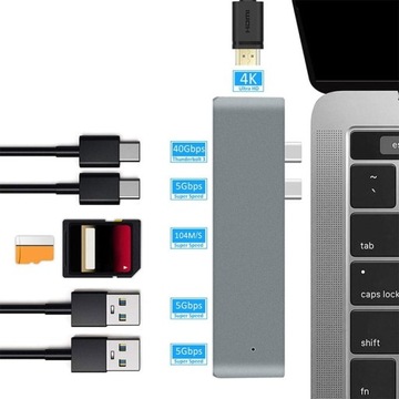 АДАПТЕР-ХАБ 7 в 1 USB-C HDMI 4K для MacBook Pro / Air
