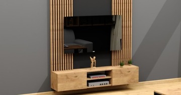 ПОЛОСЫ НА НАСТЕННОЙ ДОСКЕ 80Х138 СТЕНА ДЛЯ ТЕЛЕВИЗОРА ДУБ ЛАНСЕЛОТ + ДУБ ЛАНСЕЛОТ