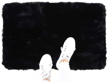 DYWAN KRÓLICZE FUTERKO PLUSZOWY BELLA RABBIT CZARNY 80x120 CM