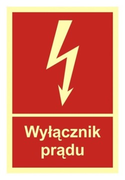 Wyłącznik prądu naklejka znak BHP 10x14,8