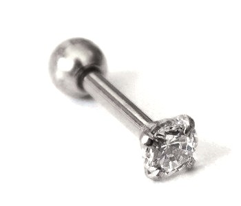 Ch84 sztanga kolczyk stalowy tragus do chrząstki swarovski 6mm