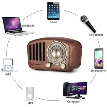 FM-радио Feegar RETRO с деревянным динамиком Bluetooth