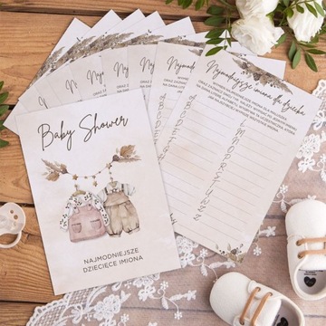 Baby Shower GAME BOHO Имена и предметы 10 шт.
