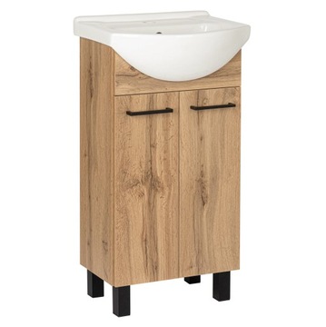 Szafka łazienkowa z umywalką stojąca pod umywalkę dąb wotan loft 45 cm