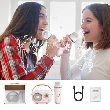 PRZENOŚNY ZESTAW DO KARAOKE MIKROFON GŁOŚNIK BEZPRZEWODOWY BLUETOOTH PARTY
