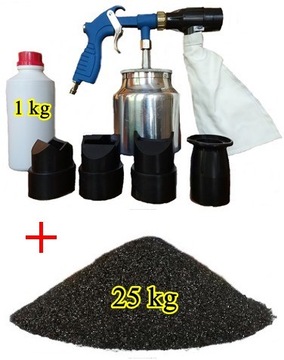 Pistolet do piaskowania z odzyskiem + ścierniwo 25