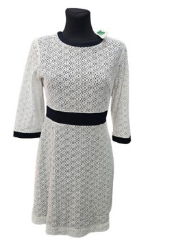 Benetton sukienka biała koronkowa elegancka klasyczna 36