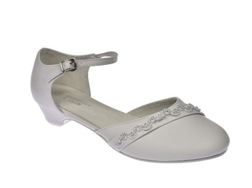 Туфли для причастия, белые балетки на каблуке, размер 38/23. 38