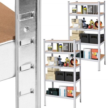 2xREGAŁ MAGAZYNOWY 180x100x60cm metalowy GARAŻOWY wciskany Z PÓŁKAMI 1000kg