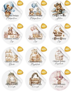 Крещение День Рождения - НАБОР НАКЛЕЙКОВ МЕДВЕДОВЫЙ ТОРТ ДЛЯ ГОСТЕЙ