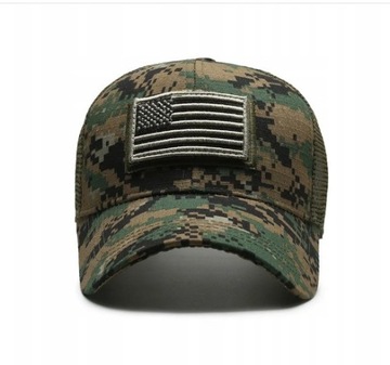 Czapka Wojskowa FLAGA USA na Rzep Odpinana Militarna HIT !