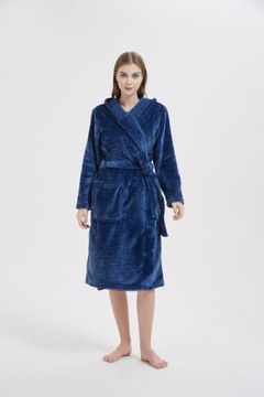 CIEPŁY SZLAFROK PODOMKA Z KAPTUREM MIĘKKI S/M